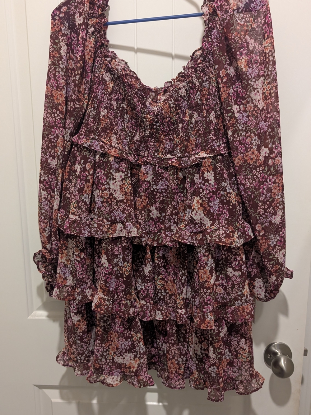 Altar'd State Burgundy Floral Smocked Mini Dress